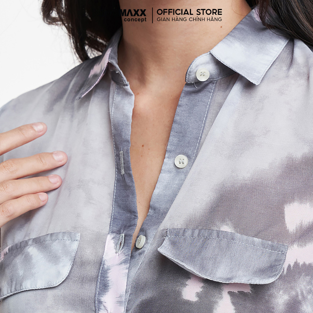 [CÒN SIZE S] N&M Đầm Nữ tay dài cổ bẻ dáng suông họa tiết nổi bật 1906062
