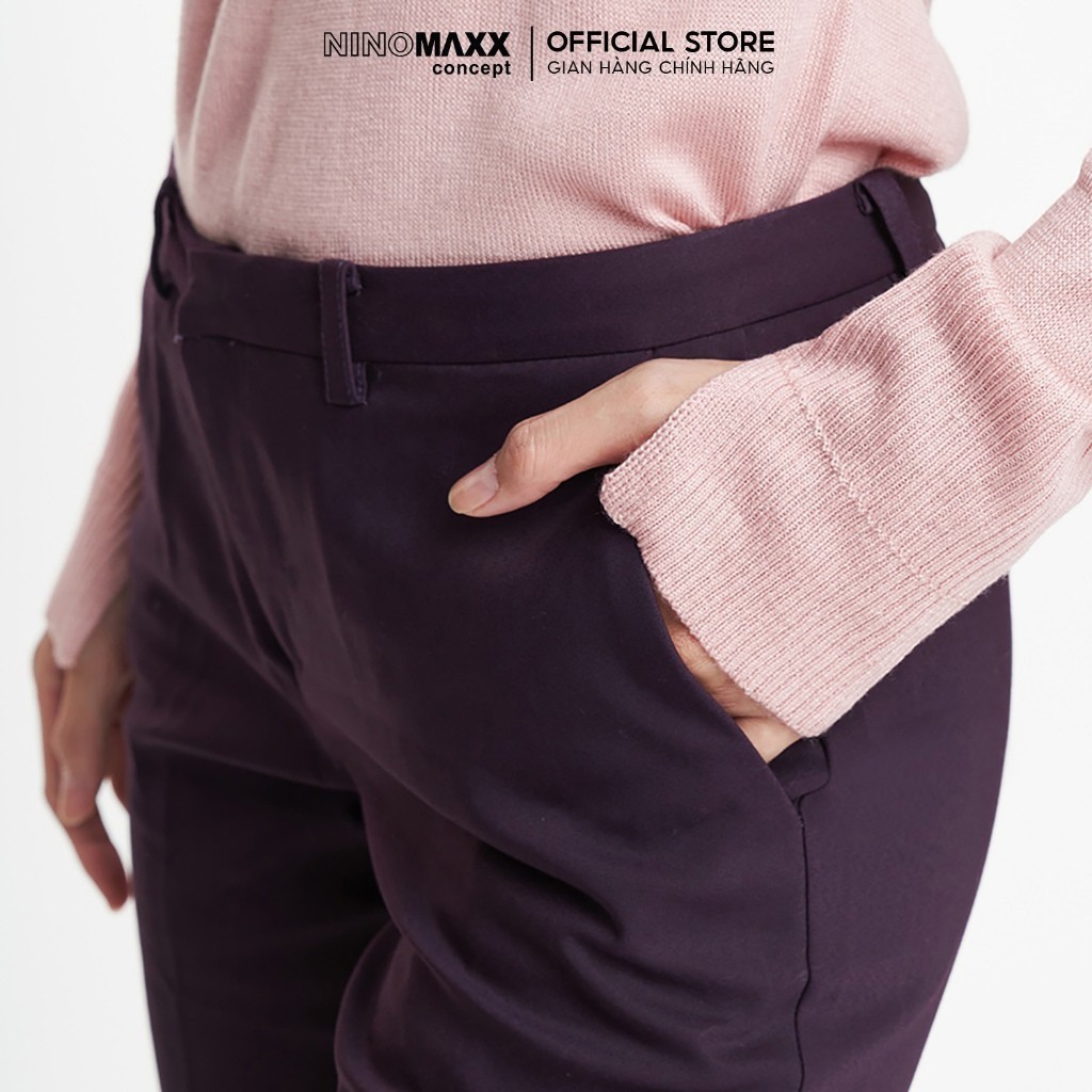 [CÒN ĐỎ BẠC ĐÔ, TÍM] Quần Tây Nữ Dáng Ôm Chất Cotton Co Giãn Thoải Mái NINOMAXX 1807023