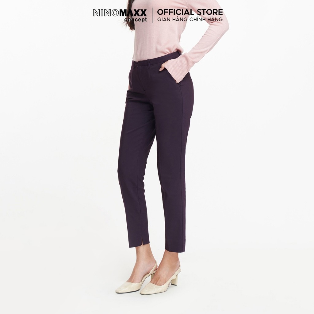[CÒN ĐỎ BẠC ĐÔ, TÍM] Quần Tây Nữ Dáng Ôm Chất Cotton Co Giãn Thoải Mái NINOMAXX 1807023