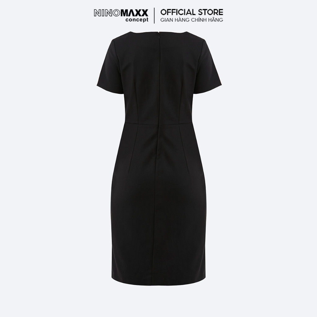 [CÒN SIZE S] N&M Đầm Nữ công sở ngắn tay cổ tròn dáng ôm màu đen 1905112