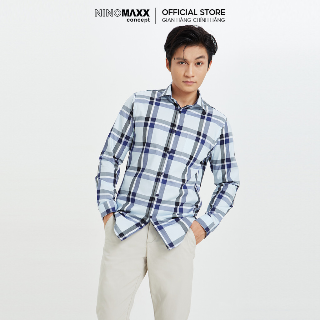 N&M Áo sơ mi nam caro tay dài slim fit 2010033