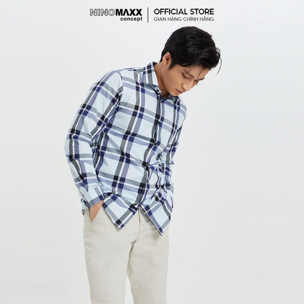N&M Áo sơ mi nam caro tay dài slim fit 2010033