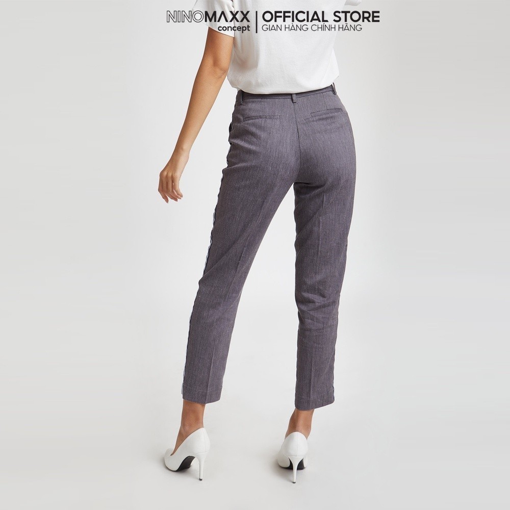 [CÒN SIZE S, M] N&M Quần tây nữ Linen ống đứng họa tiết sọc thời trang 1907042