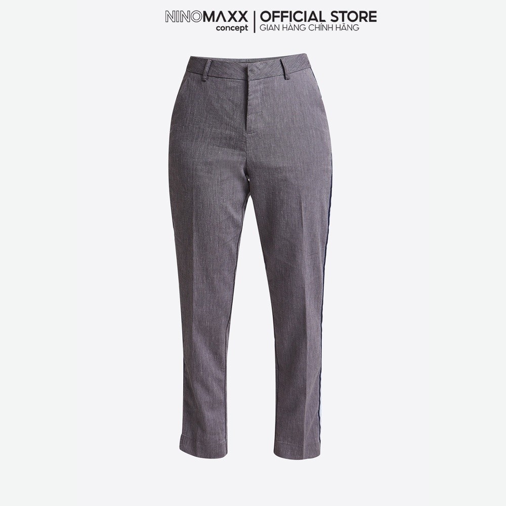 [CÒN SIZE S, M] N&M Quần tây nữ Linen ống đứng họa tiết sọc thời trang 1907042