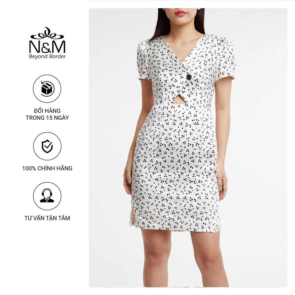 [CÒN SIZE S] Đầm nữ N&M cổ chữ V ngắn tay chấm mi mã 2005005