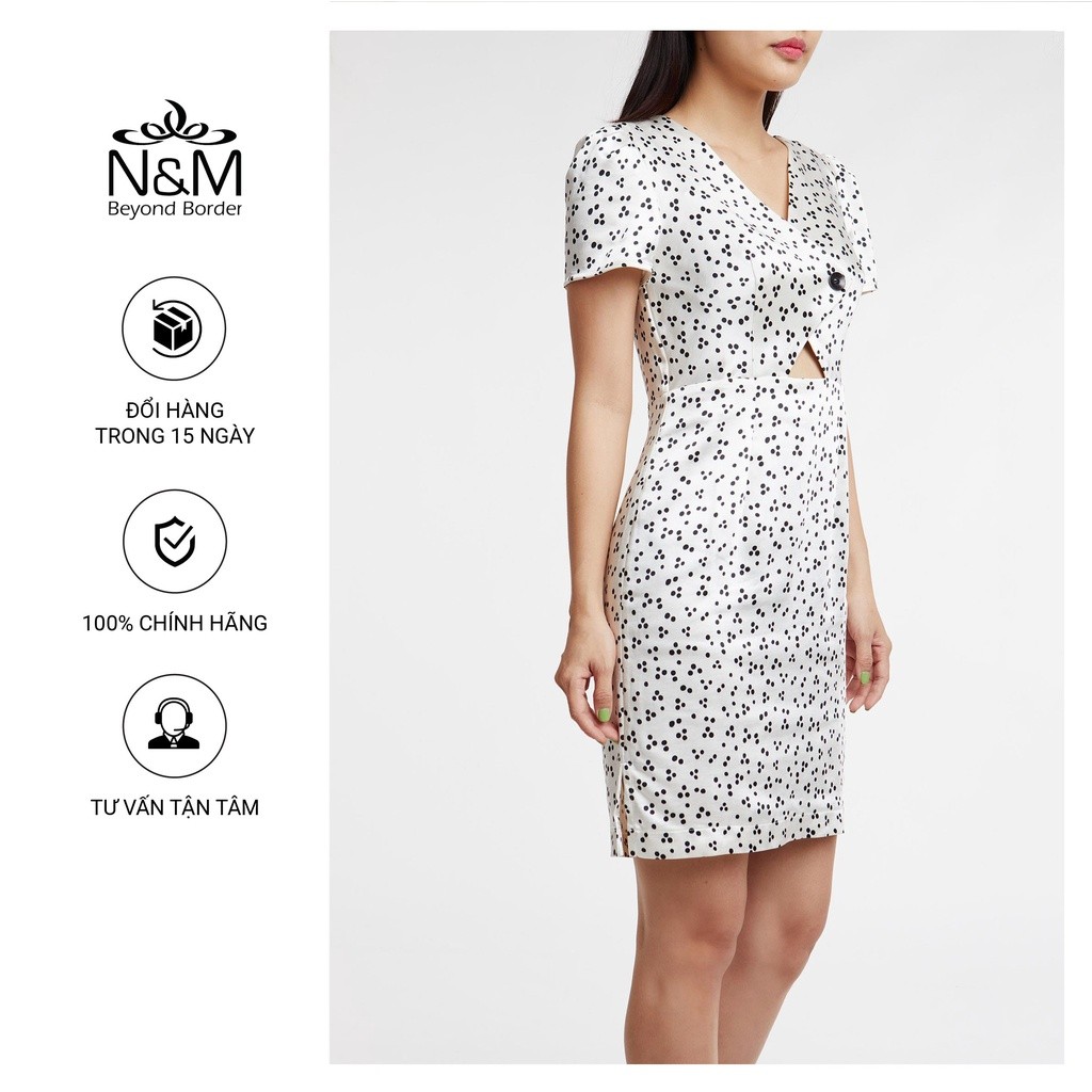 [CÒN SIZE S] Đầm nữ N&M cổ chữ V ngắn tay chấm mi mã 2005005