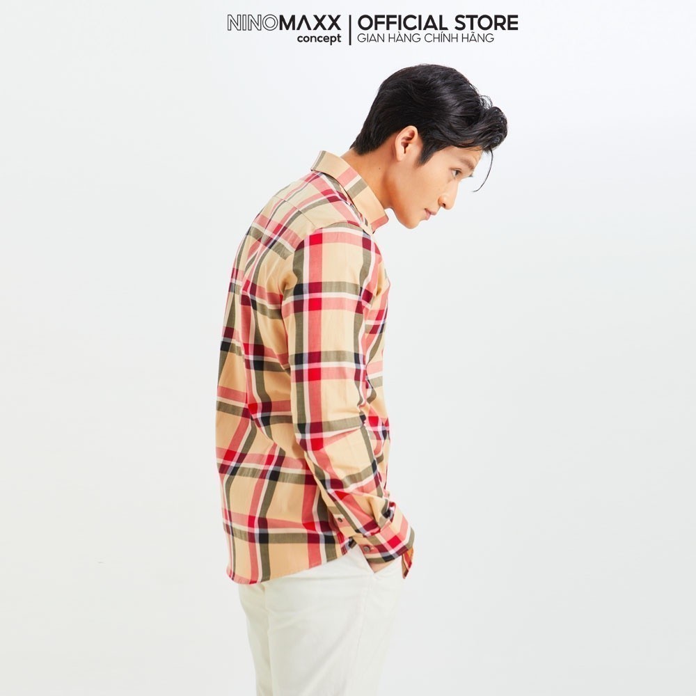 [CÒN SIZE S, XL] NINOMAXX Áo Sơ Mi Nam sọc caro tay dài SlimFit kiểu dáng trẻ trung 2010031