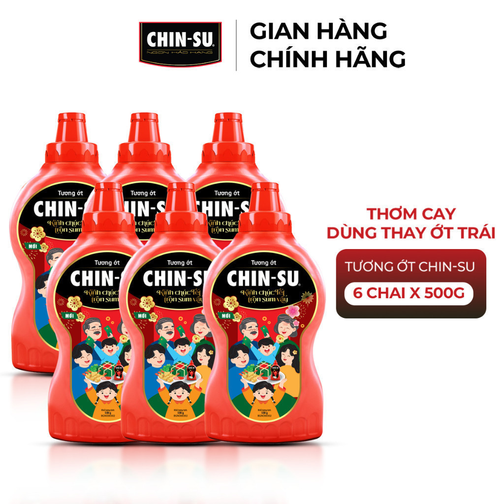 Combo 6 chai Tương Ớt CHIN-SU 500G (Bao bì có thể thay đổi theo đợt nhập hàng)