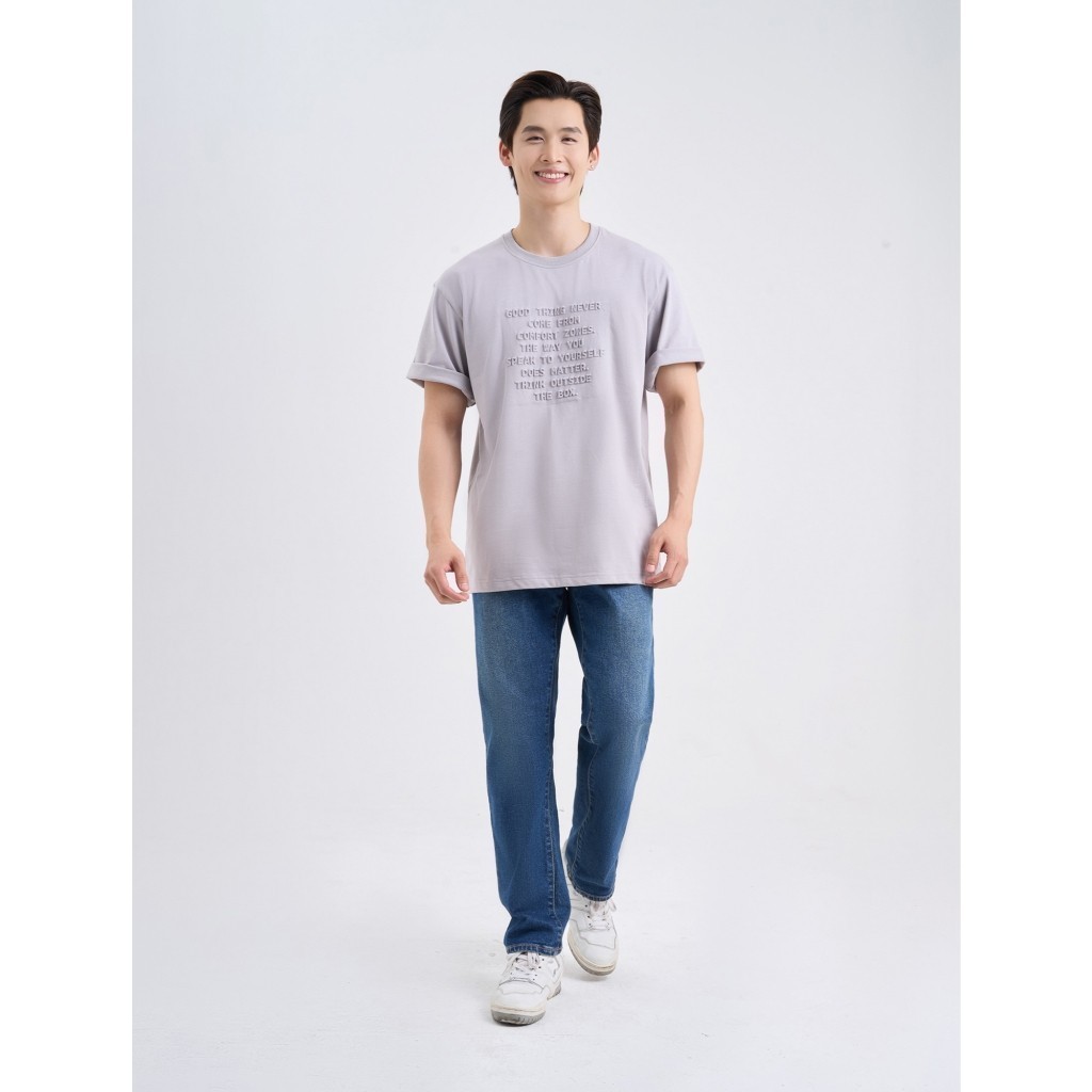 Áo phông nam basic cotton 100% mềm mại CANIFA có hình in nổi 8TS25C002