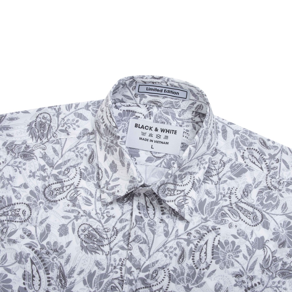 Sơmi Hoạ Tiết Floral Cao Cấp, Black & White