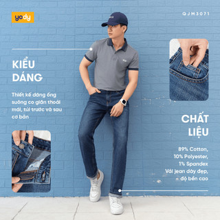 Quần bò nam YODY quần jean Cotton Denim chất liệu co giãn, bền màu, thoải mái TRA - QJM3071