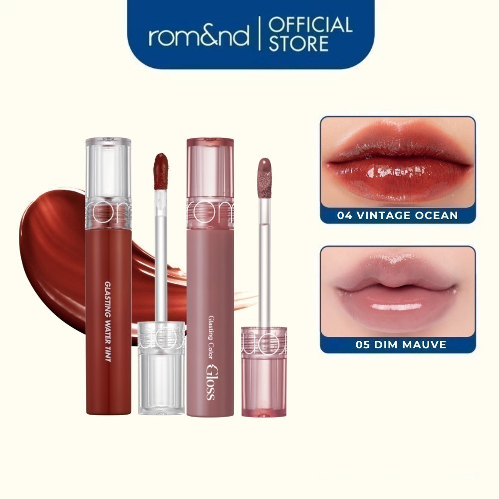 [Rom&nd x KOL] Combo Son Tint Glasting Water Tint  + Son Bóng Romand Glasting Color Gloss