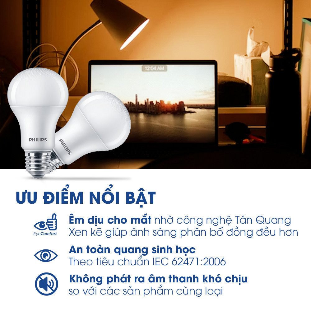 Bóng đèn LED PHILIPS Bulb Mycare bảo vệ mắt , Công suất (4W,6W,8W,10W,12W) (01 bóng) | BigBuy360 - bigbuy360.vn