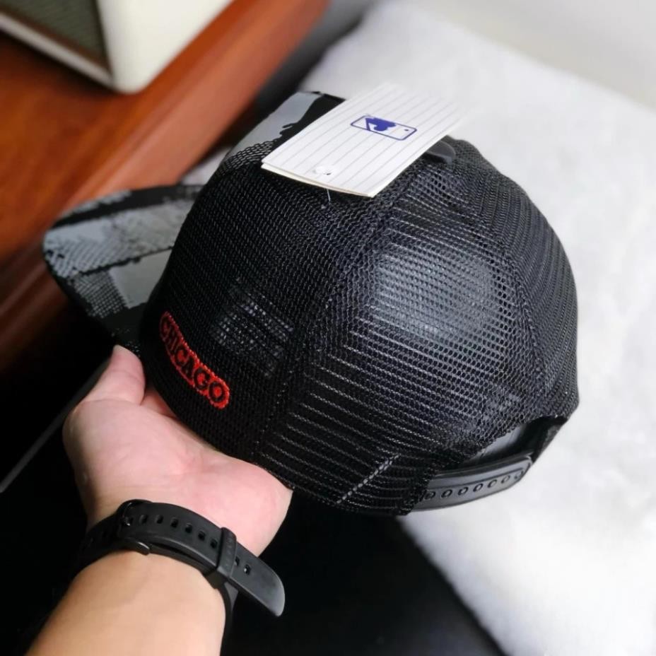 (Hàng VNXK) Nón kết, mũ lưỡi trai Trâu Chicago vải kaki phối lưới đẹp form chuẩn thời trang