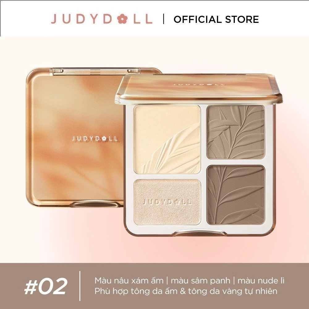 JUDYDOLL Phấn bắt sáng tạo khối 4 ô Highlight Contour Palette Tự nhiên Lâu trôi Chống nước 9g