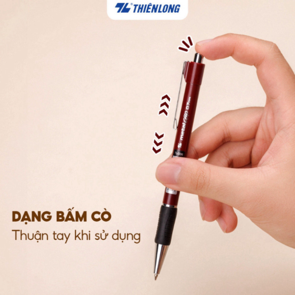 Product image Combo 20 Bút bi Thiên Long TL-036  ngòi 0.7mm mực xanh/đỏ/đen giắt kim loại mạ crom đệm cầm tay cao su êm - Q06 3