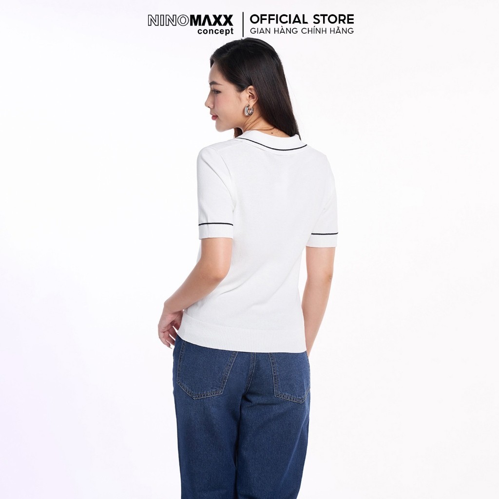 Áo Nữ Dệt Kim Dáng Polo Cao Cấp NINOMAXX 2407002