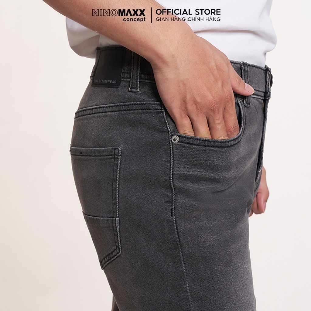 Quần Jean Nam Dáng Suông Ống Đứng Màu Xám Chất Cotton Co Giãn Nhẹ NINOMAXX 2208061