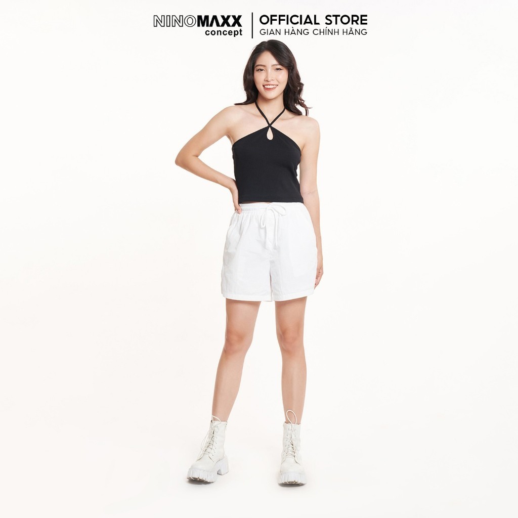 Áo Cổ Yếm Nữ Hở Lưng Cột Dây Chất Cotton Co Giãn NINOMAXX Cotton Gân 2207041
