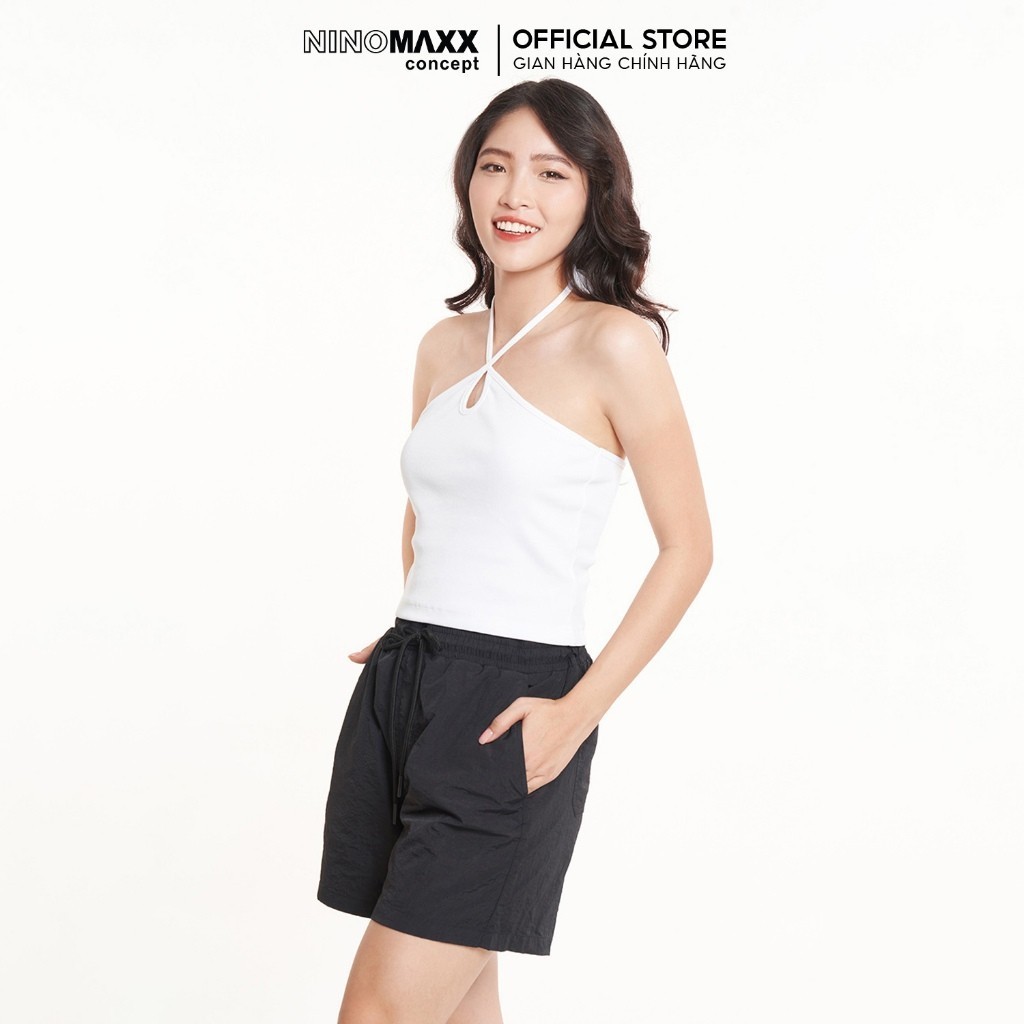 Áo Cổ Yếm Nữ Hở Lưng Cột Dây Chất Cotton Co Giãn NINOMAXX Cotton Gân 2207041