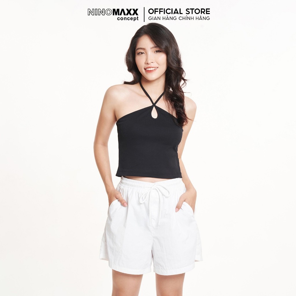 Áo Cổ Yếm Nữ Hở Lưng Cột Dây Chất Cotton Co Giãn NINOMAXX Cotton Gân 2207041