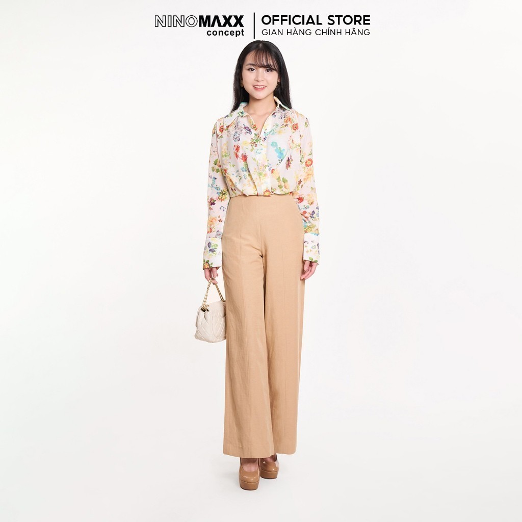 [CÒN SIZE M] Áo Sơ Mi Họa Tiết Hoa Trắng Pastel NINOMAXX 2407024
