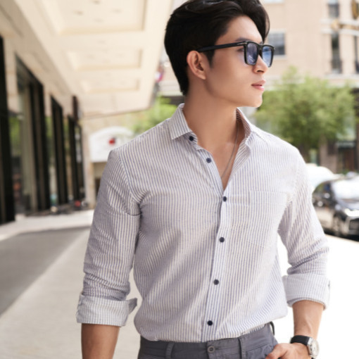 Áo Sơ Mi Sọc Nam Tay Dài Sơ Mi Công Sở NINOMAXX Thương Hiệu N&M 2011072