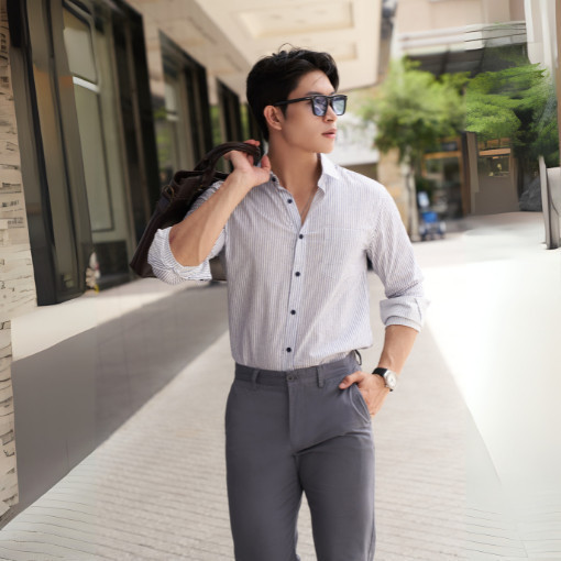 Áo Sơ Mi Sọc Nam Tay Dài Sơ Mi Công Sở NINOMAXX Thương Hiệu N&M 2011072