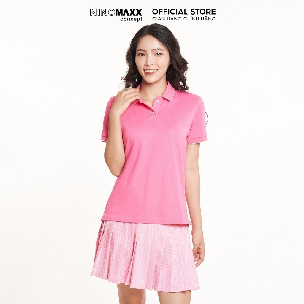 [CÒN ĐỎ, TÍM ĐẬM] Áo Polo Nữ Viền Cổ Thời Trang NINOMAXX 2311006