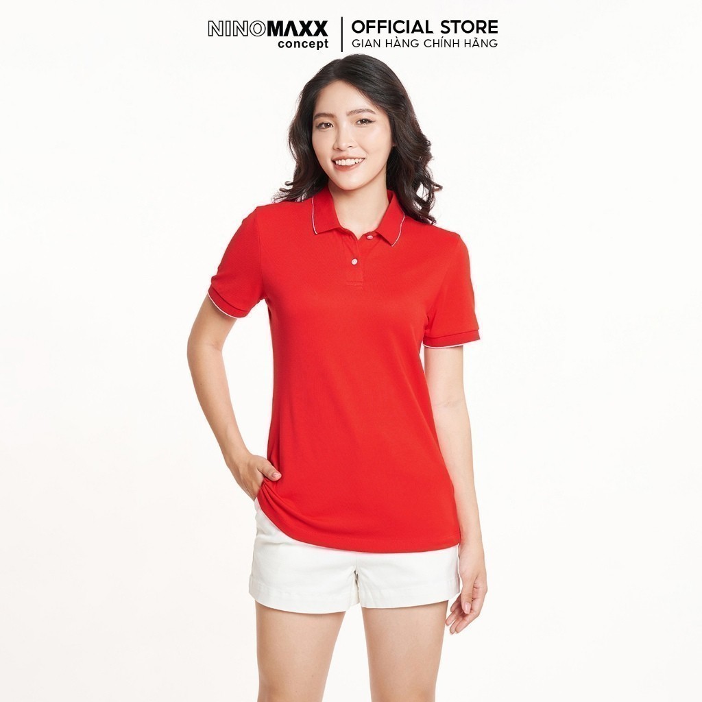 [CÒN ĐỎ, TÍM ĐẬM] Áo Polo Nữ Viền Cổ Thời Trang NINOMAXX 2311006