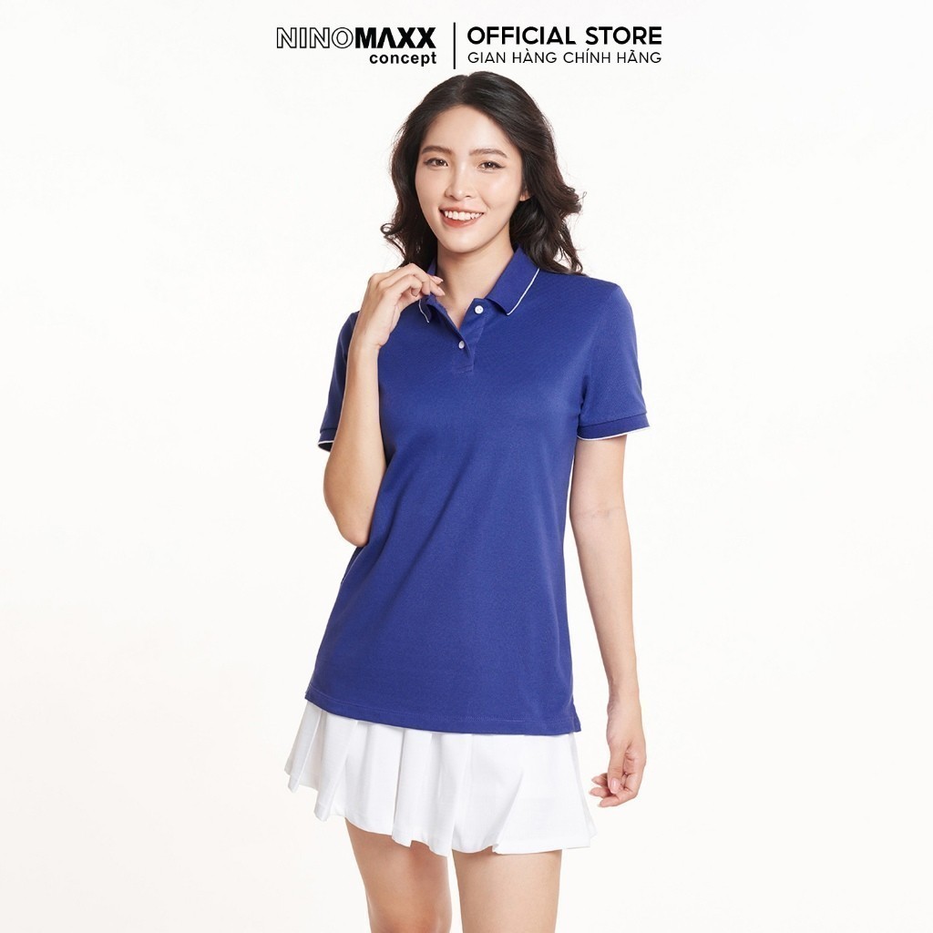 [CÒN ĐỎ, TÍM ĐẬM] Áo Polo Nữ Viền Cổ Thời Trang NINOMAXX 2311006