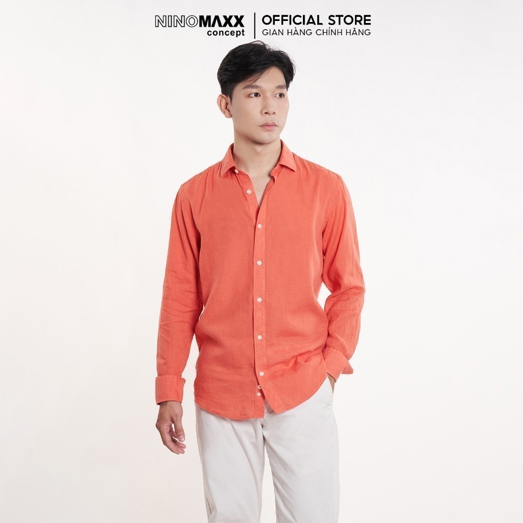Áo Sơ Mi Nam Tay Dài Chất Liệu Linen NINOMAXX 2311018