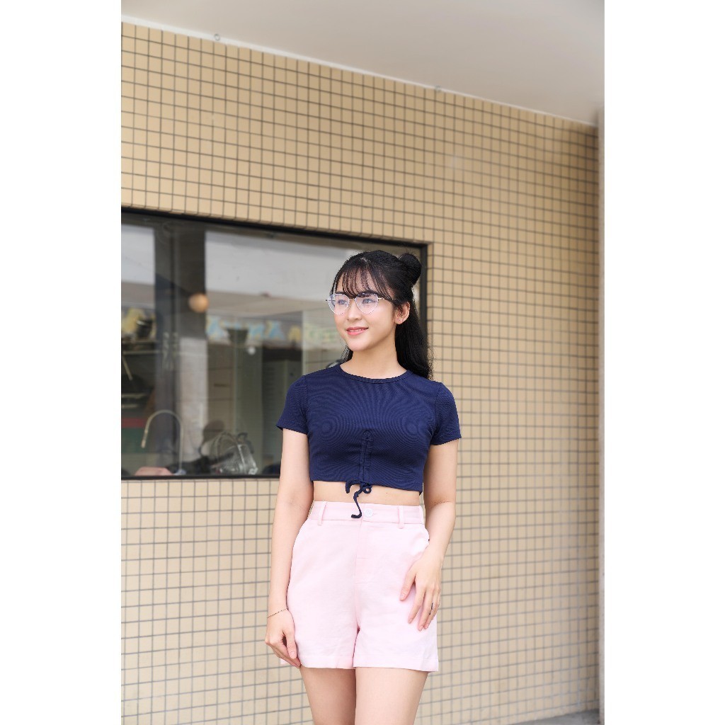 Áo Croptop Nữ Dây Rút NINOMAXX Áo Nữ Thắt Dây 2207042