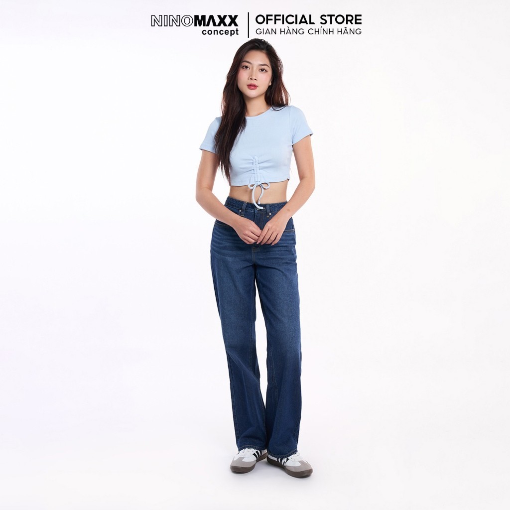 Áo Croptop Nữ Dây Rút NINOMAXX Áo Nữ Thắt Dây 2207042