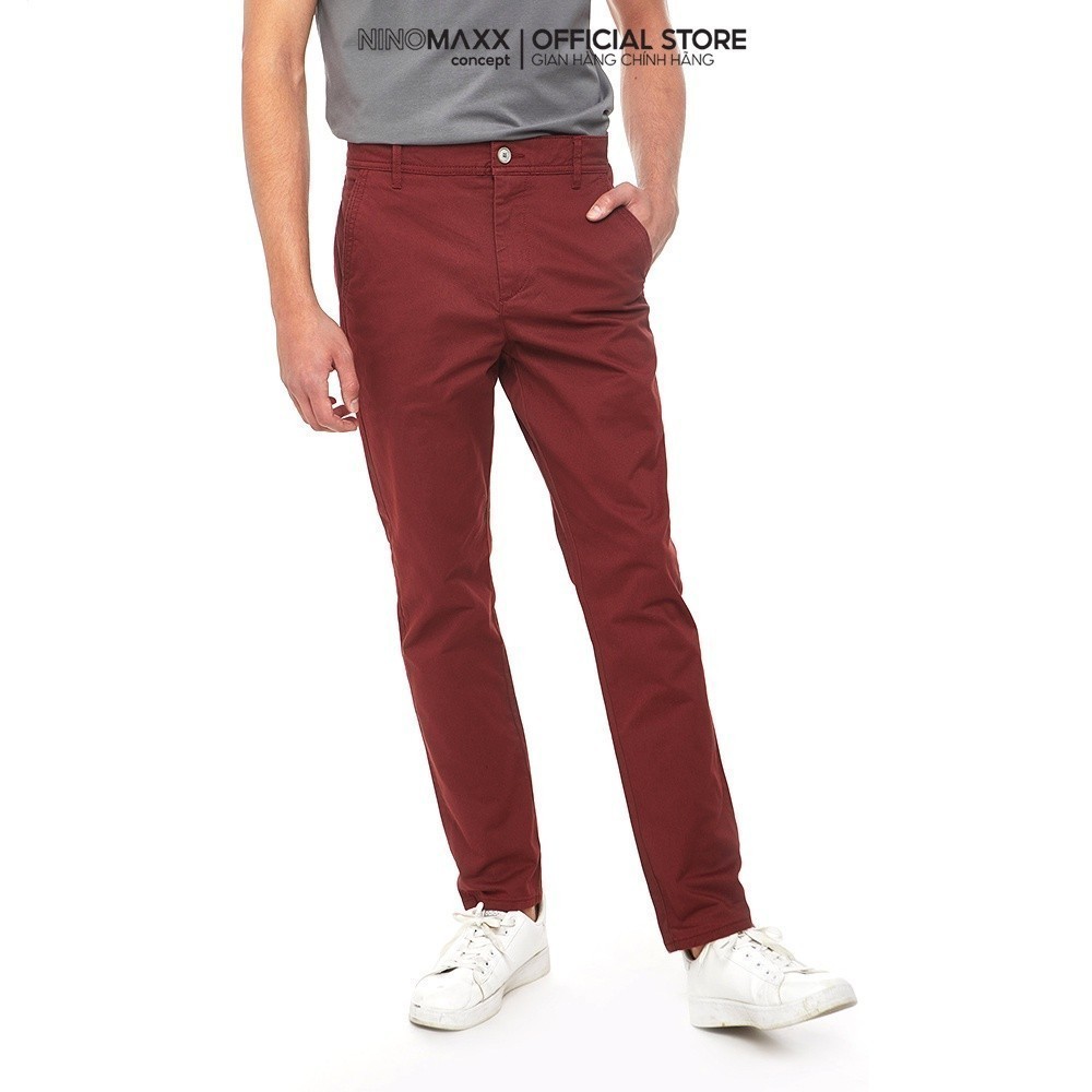 [CÒN ĐỎ BẠC ĐÔ] NINOMAXX Quần Khaki Nam dài dáng slim fit cotton 1905098