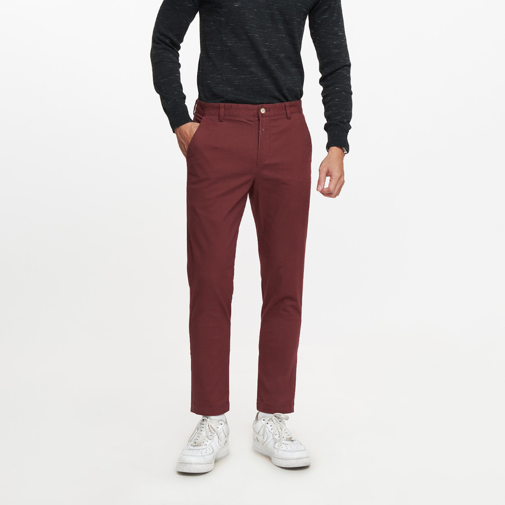 [CÒN ĐỎ BẠC ĐÔ] Quần Khaki Nam Quần Dài Cotton N&M NINOMAXX Đỏ Đô 1804083