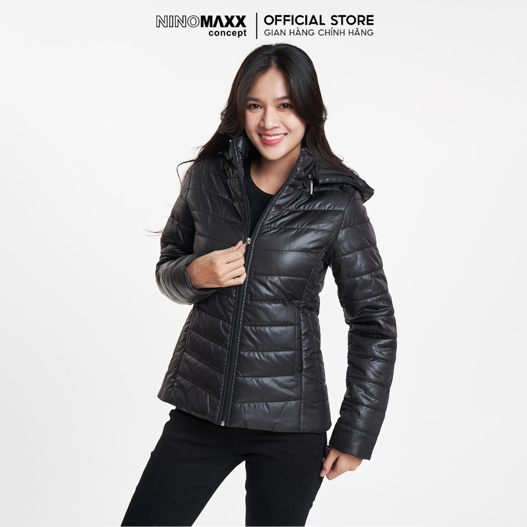 Áo khoác phao nữ chần bông 100% Poly nón rời NINOMAXX 1906035