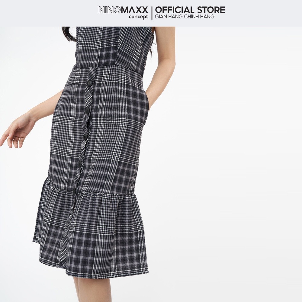 [CÒN SIZE S] N&M Đầm kiểu Nữ hoạ tiết phối sọc caro chất poly 2104094