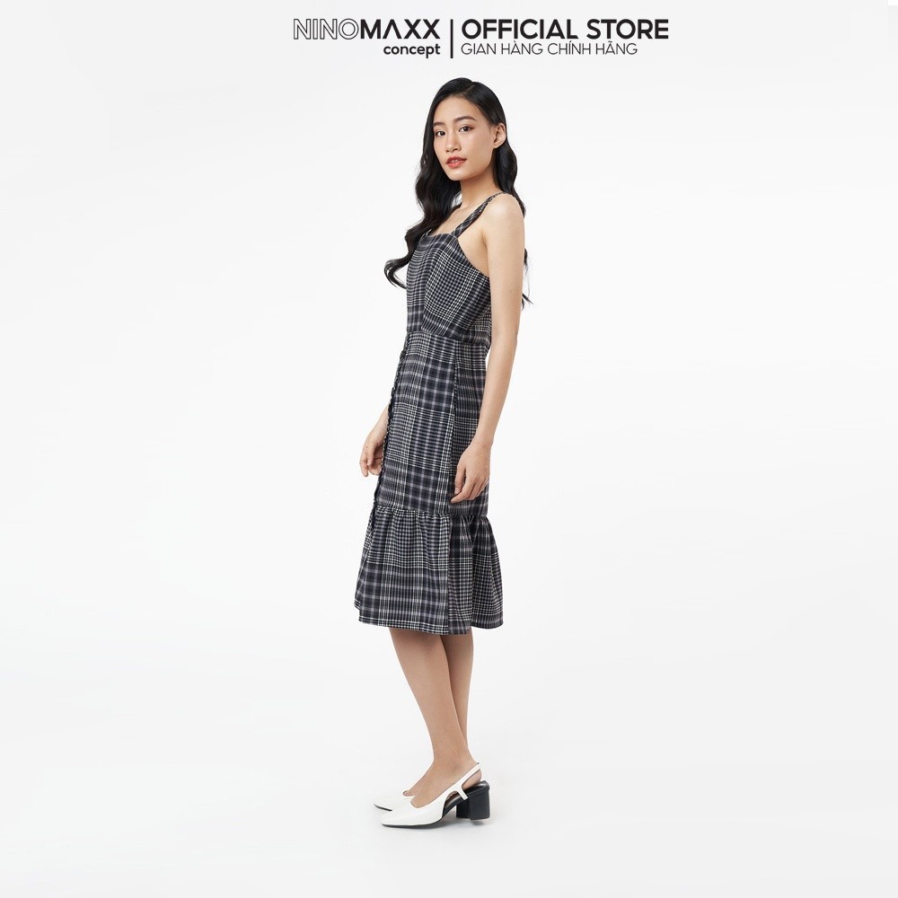 [CÒN SIZE S] N&M Đầm kiểu Nữ hoạ tiết phối sọc caro chất poly 2104094
