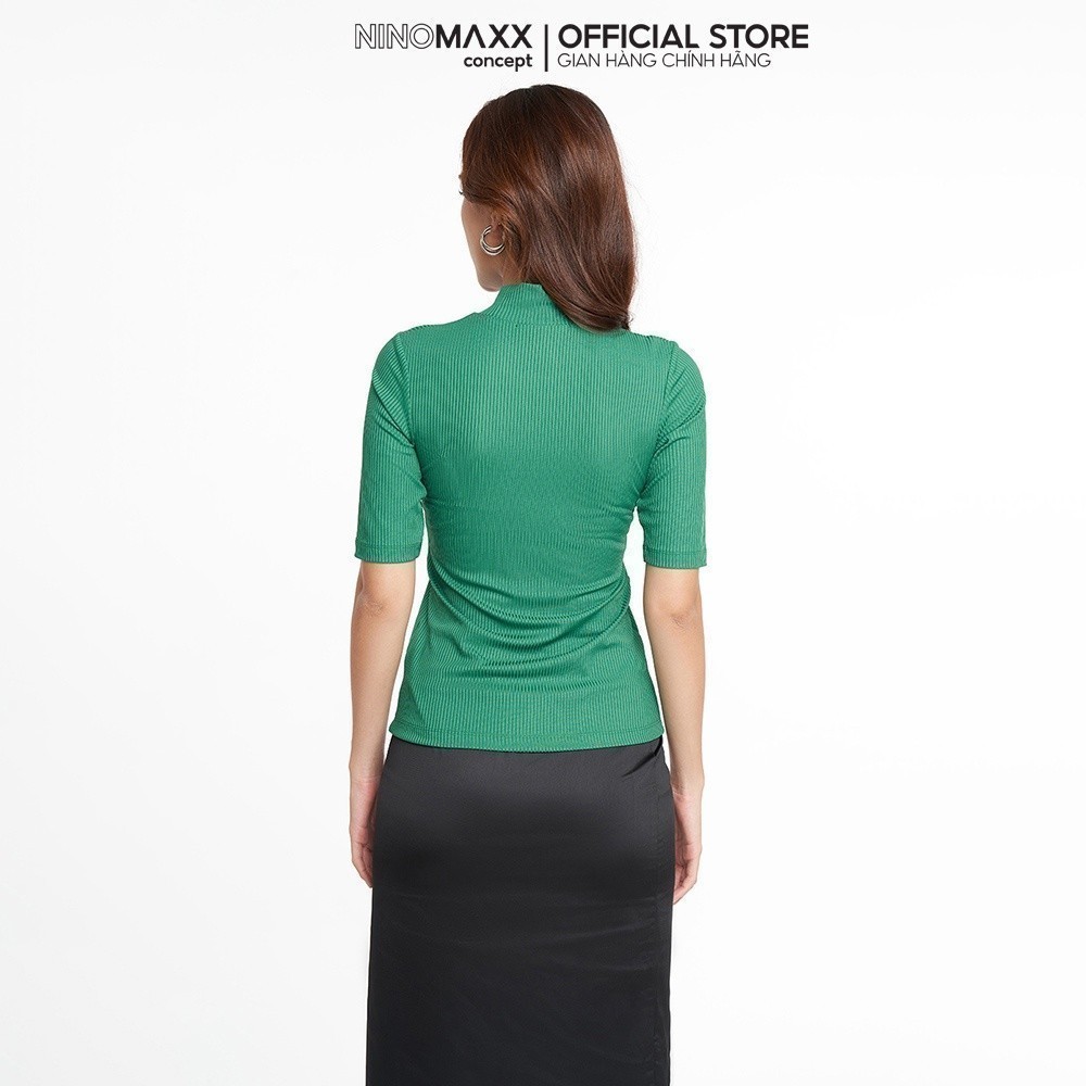 [CÒN SIZE S] Áo Thun Nữ Cổ Lọ Thun Gân Nổi Đơn Giản N&M Thương Hiệu NINOMAXX 2205016