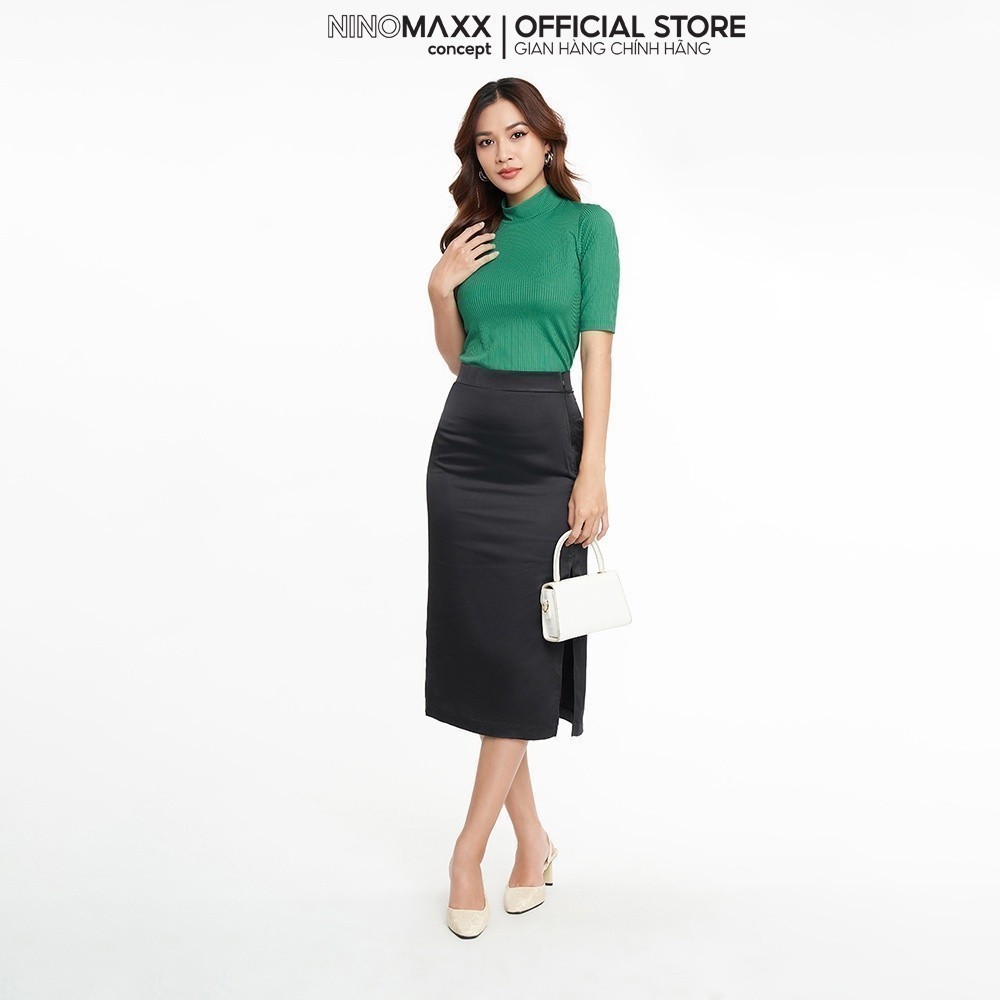 [CÒN SIZE S] Áo Thun Nữ Cổ Lọ Thun Gân Nổi Đơn Giản N&M Thương Hiệu NINOMAXX 2205016