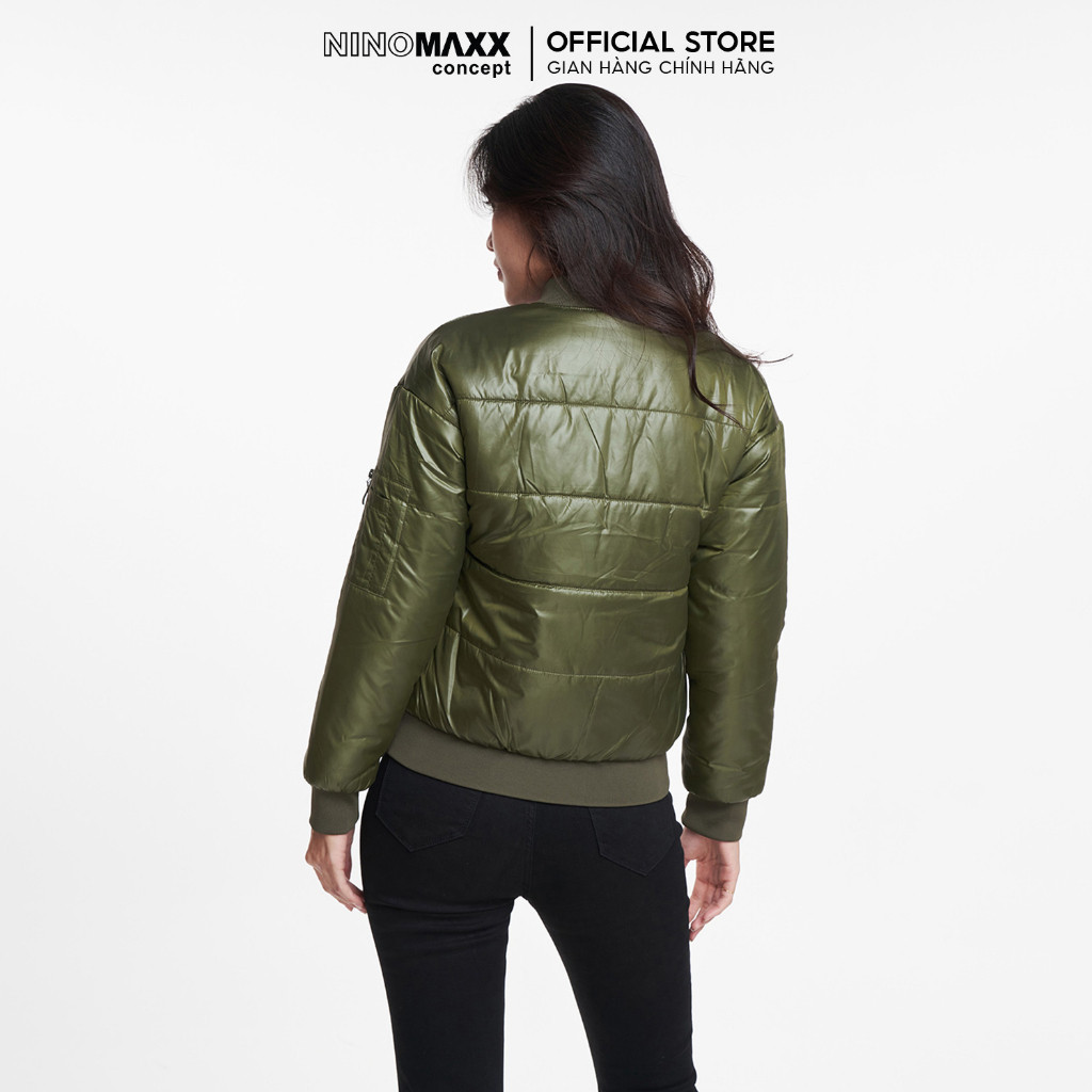 NINOMAXX Áo phao nữ chần bồng bomber họa tiết 1906036