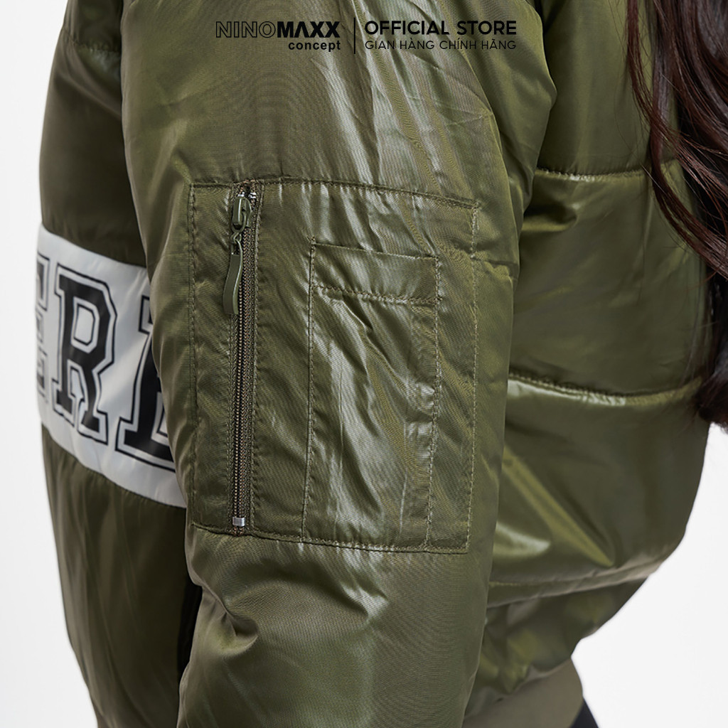 NINOMAXX Áo phao nữ chần bồng bomber họa tiết 1906036