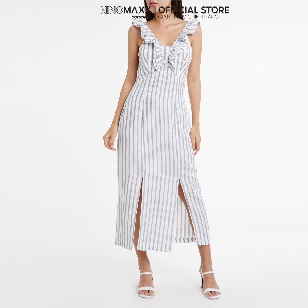 Đầm Linen Hai Dây Kẻ Sọc Dáng Dài N&M Thương Hiệu NINOMAX 2002023