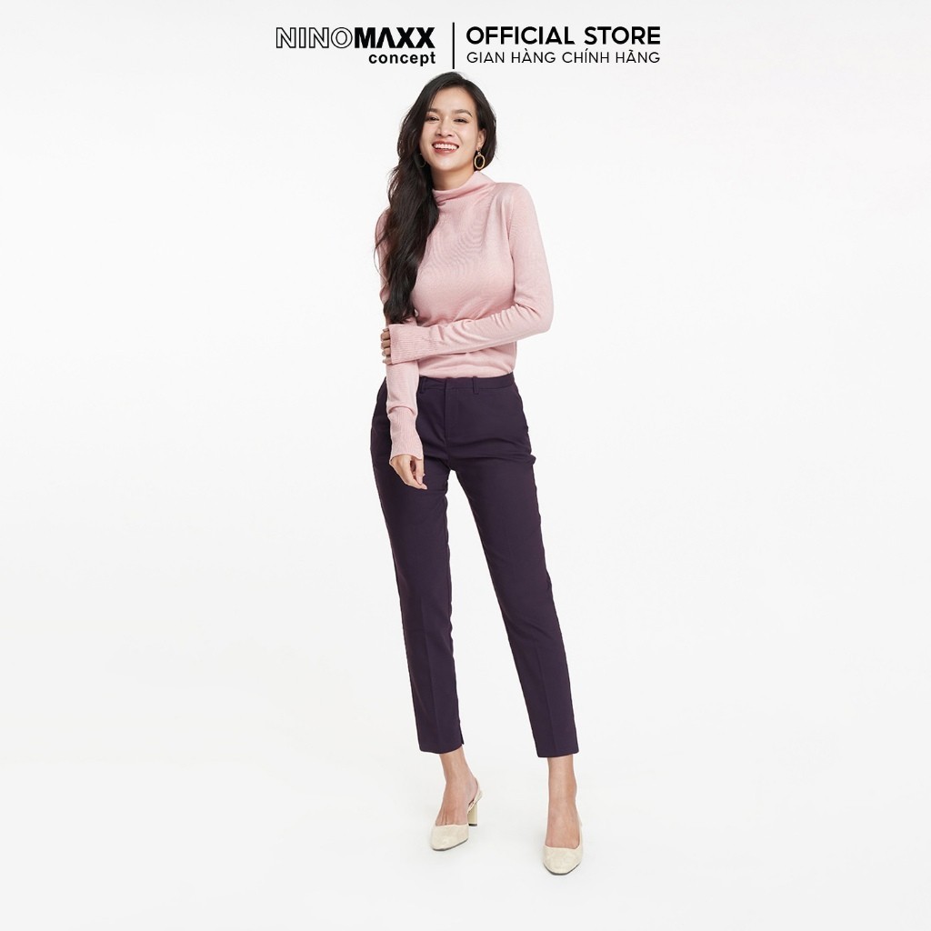 [CÒN ĐỎ BẠC ĐÔ, TÍM] Quần Tây Nữ Dáng Ôm Chất Cotton Co Giãn Thoải Mái NINOMAXX 1807023