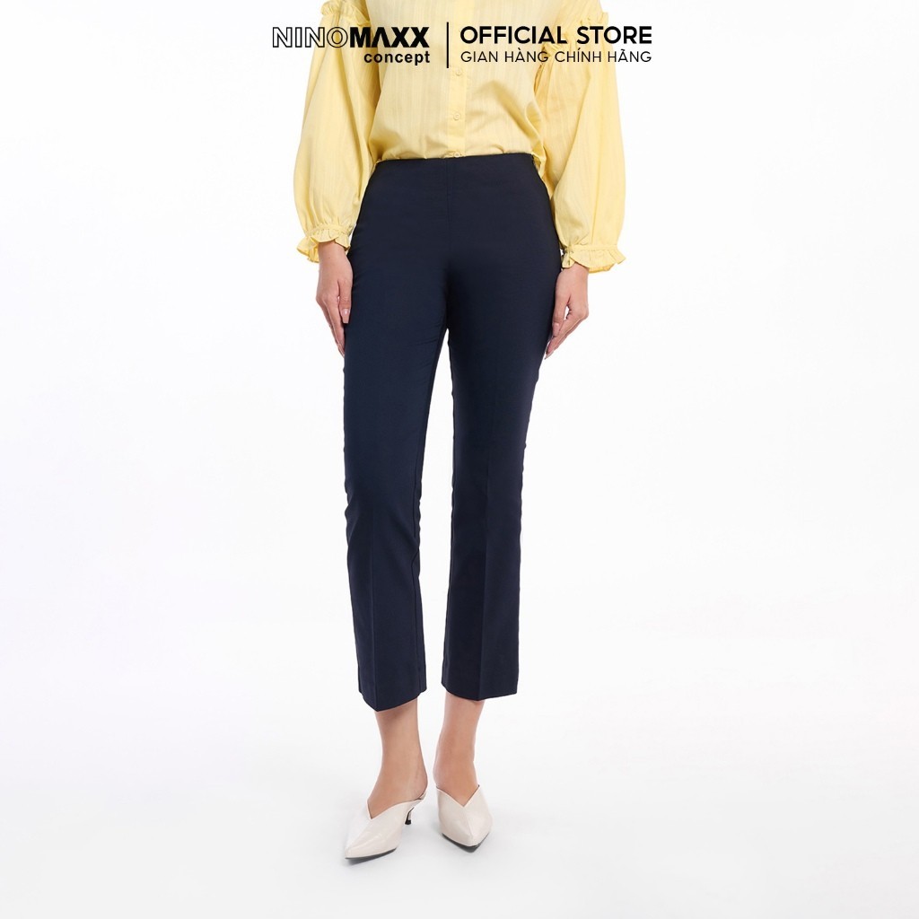 [CÒN SIZE S] Quần Tây Công Sở Nữ Dáng Lửng Màu Xanh Navy Chất Cotton N&M Thương Hiệu NINOMAXX 1907024