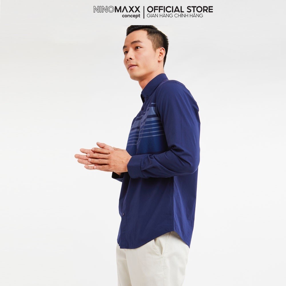 [CÒN SIZE S] N&M Áo Sơ Mi Nam Tay Dài phối sọc ngang ngực 2006002