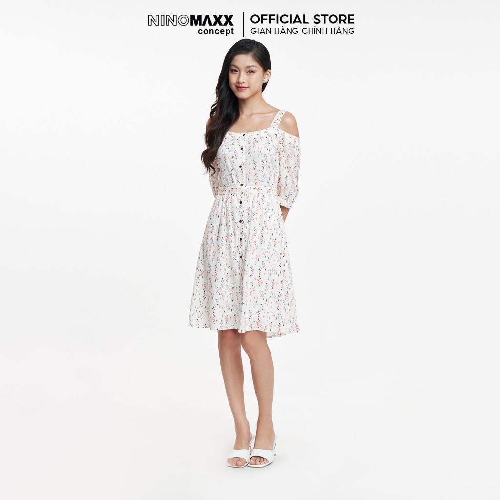 [CÒN SIZE S] Đầm nữ N&M hai dây tay lỡ hoạ tiết hoa mã 1910153