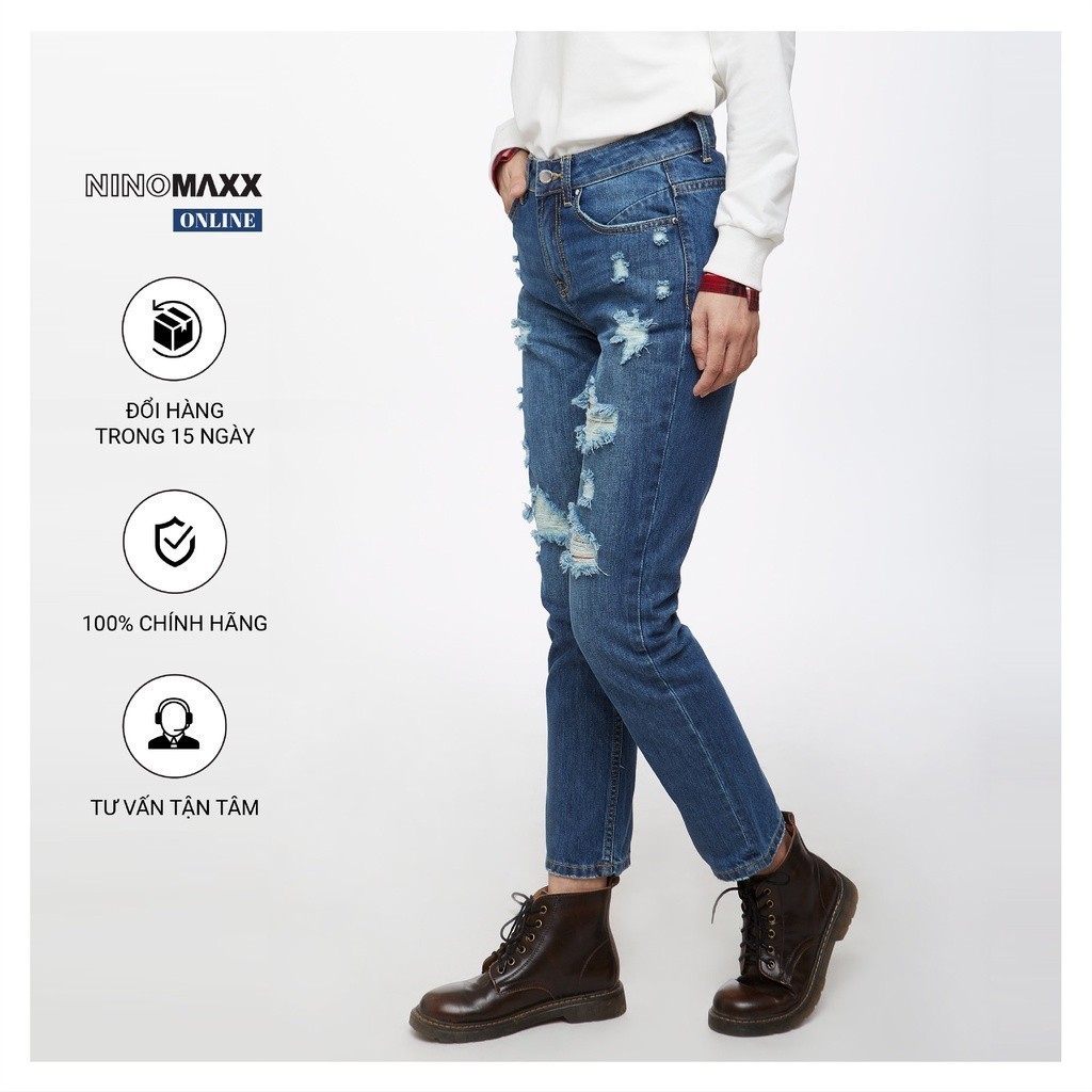 [CÒN SIZE 25] Quần jean nữ NINOMAXX ống rách thời trang mã 1904038
