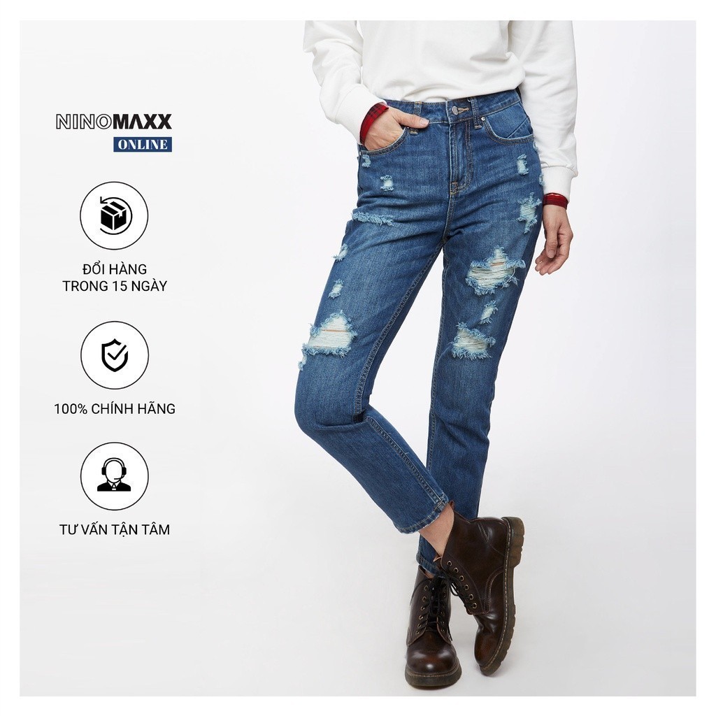 [CÒN SIZE 25] Quần jean nữ NINOMAXX ống rách thời trang mã 1904038